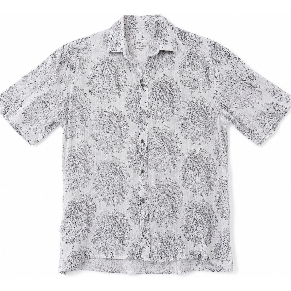 Vintage ANOKHI Mens Paisley Cotton‎ Button Up Shirt Lightweight Short Sleeve S
